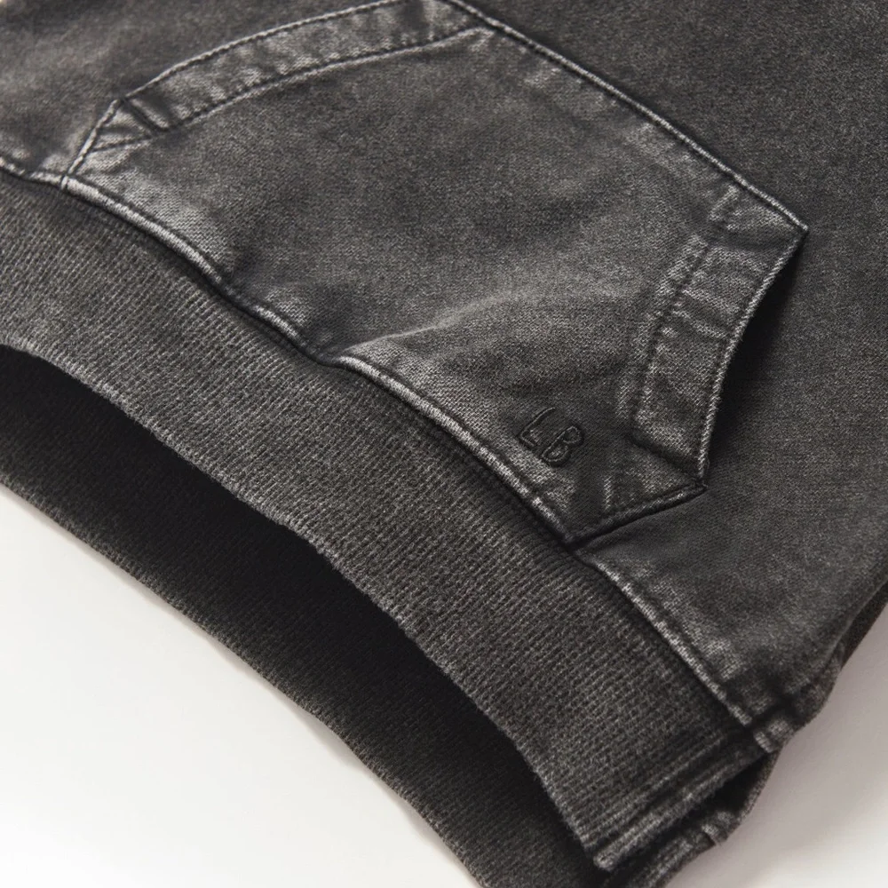 Little Bipsy Acid Wash Short Sleeve Hoodie Black - Picture 5 of 7